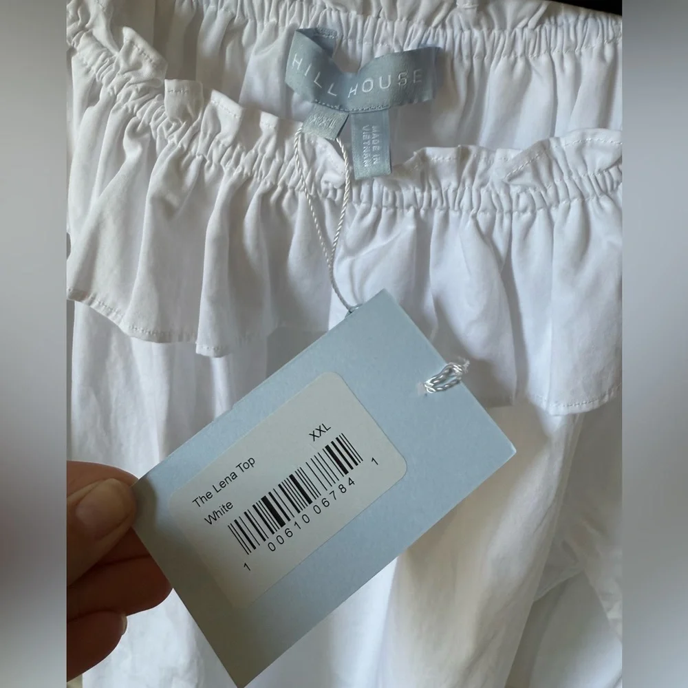 Hill House The Lena Top Parachute Sleeve Ruffle Off The Shoulder NWT - Picture 5 of 8